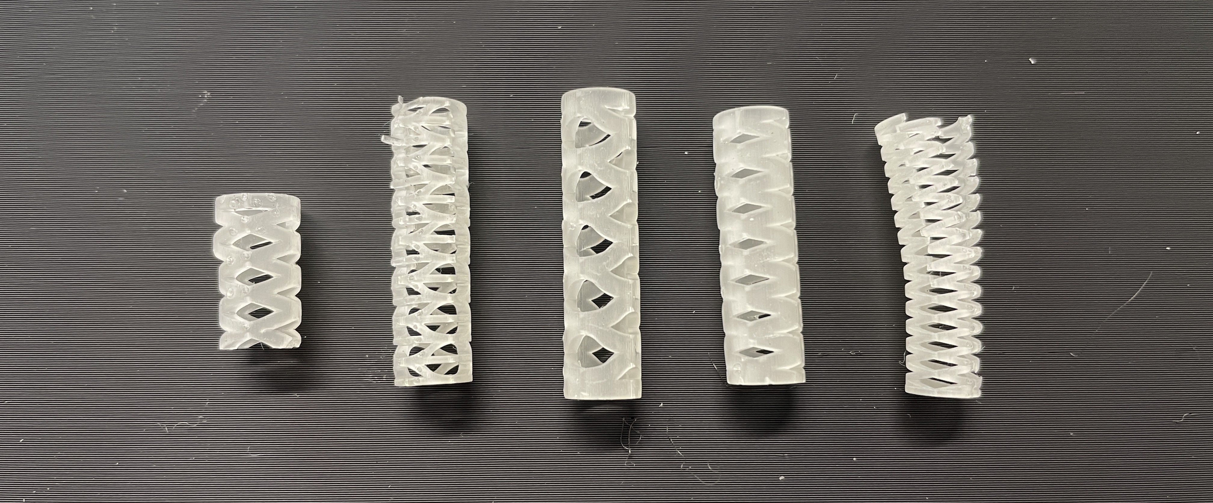 SLA printed patterned tube prototypes