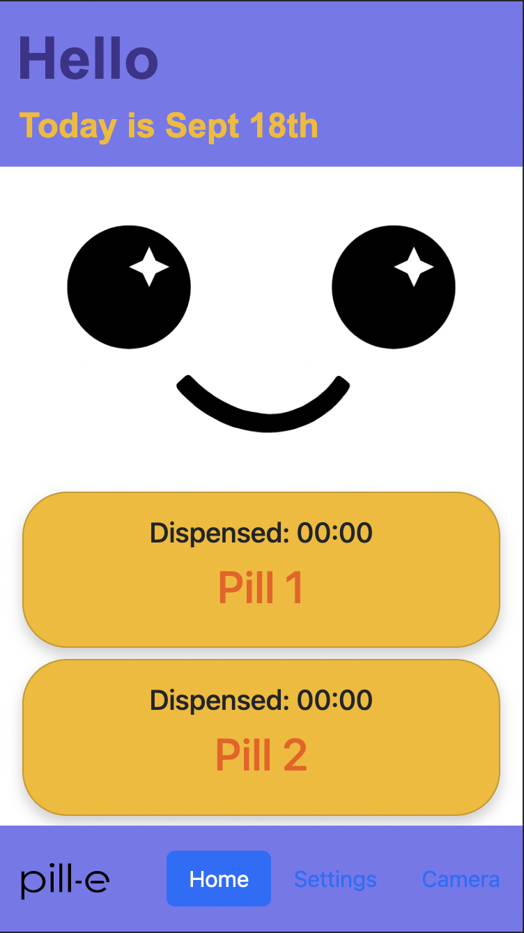 Pill-E mobile app home screen